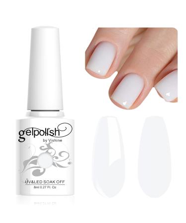 Vishine Milky White Gel Nail Polish Jelly Gel Polish Natural Color Translucent Nude Gel Polish Soak Off UV Clear Coat Gel Neutral Nails for Nail Art French Manicure 8ml