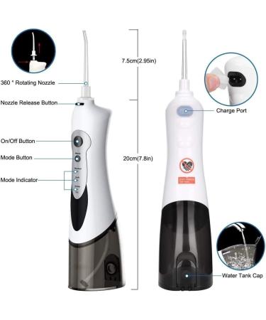 Buy Portable Cordless Water Flosser - 3 Modes 4 Jet Tips IPX7 Waterproof - Ideal for Travel & Easy Cleaning - Buy Online on GoSupps.com