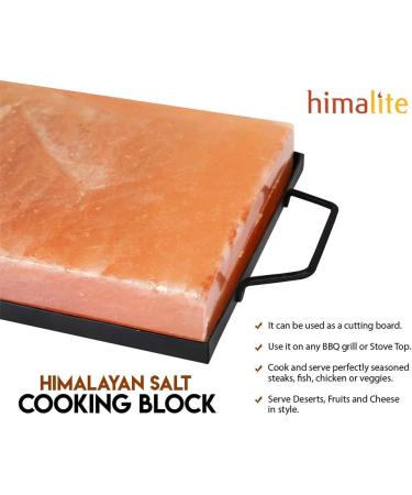 Himalite Himalayan Pink Salt Block & Metal Tray Set 12 x 8 x 1.5 - Ideal for Cooking, Grilling, Cutting, and Serving | Includes Himalayan Cooking Accessories - Buy Online on GoSupps.com
