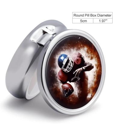 Decorative Round Pill Box with American and Football Print - 3 Compartment Portable Medicine Organizer - Buy Online on GoSupps.com
