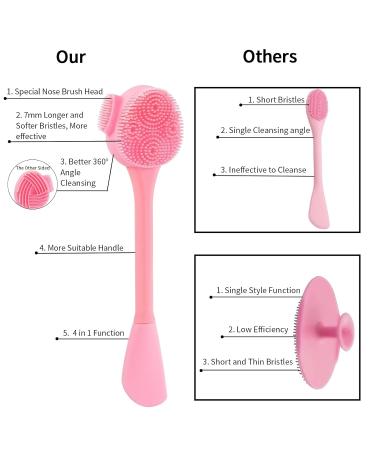 Buy Silicone Facial Cleansing Brush - 4 in 1 Beomeen Face Scrubber for Exfoliating & Massage - Deep Clean Gentle Double-Ended Design (Pink) - International Shipping Available - Buy Online on GoSupps.com