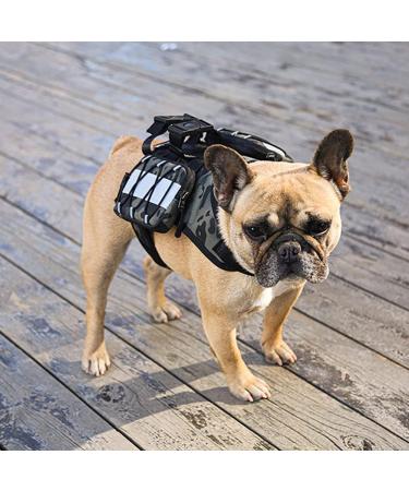 MANBOZIXi Pet Reflective Saddle Bag Adjustable Dog Harness Bag Backpack with 2 Bags For Middle/Small Dog Camouflage S - Buy Online on GoSupps.com