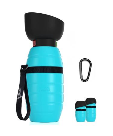 Pecute Dog Water Bottle (17oz/22oz), 2 in-1 Portable Dog Water Bottle with Foldable Bowl, Leak-Proof Dog Water Dispenser, Dog Travel Water Bottle for Outdoor Walking Hiking, Food-Grade Silicon 17 oz Blue