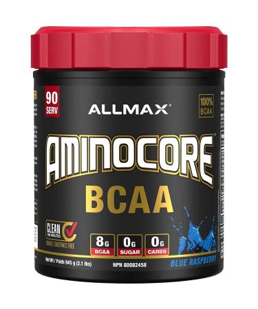 ALLMAX Nutrition Aminocore Bcaa - 8g Bcaas - 100% Pure Branch Chained Amino Acids - Gluten Free 945 gram Blue Raspberry Blue Raspberry 90 Servings (Pack of 1) 8g Bcaas