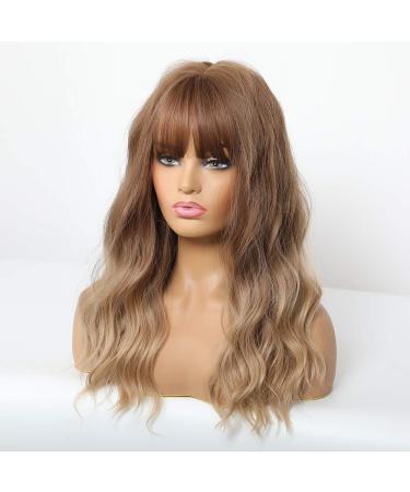 Haircube Short Bob Wig with Bangs - Heat-Resistant Synthetic Fiber for Women | Perfect for Parties Cosplay and Daily Wear - Brown Shadow Blonde - Buy Online on GoSupps.com