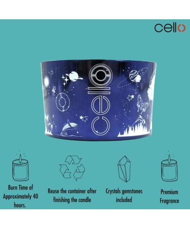 Celestial Large Scented Candle with Turquenite Gemstones - Blue Crystal Astrology Gift for Men and Women - Anxiety Relief Candle - Buy Online on GoSupps.com