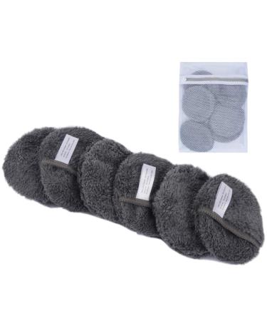 Kinhwa Makeup Remover Pads - Washable Microfiber Mink Facial Cleaning Pads (6 Pack) - Super Soft Dark Gray with Laundry Bag - Ideal for Sensitive Skin - Buy Online on GoSupps.com