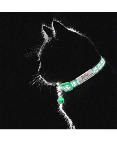Senristar Personalized Reflective Cat Collar 2-Pack | Custom Breakaway Collars with Name Shield & Bell | Anti-Losing Name Tag for Cats | Fits 20-28 cm | Green - Buy Online on GoSupps.com