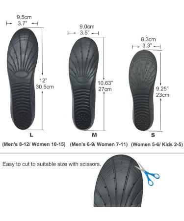 Memory Foam Insoles Shoes Inserts for Men Women Kids - Black/Navy - L (Men's 8-12/ Women 10-15) - Buy Online on GoSupps.com