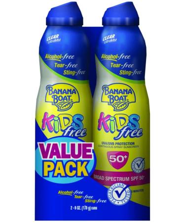 Banana Boat Kids Ultra Mist Tear-Free Sting Free Twin Pack Sunscreen Spray SPF 50 12 Ounce (Pack of 6)