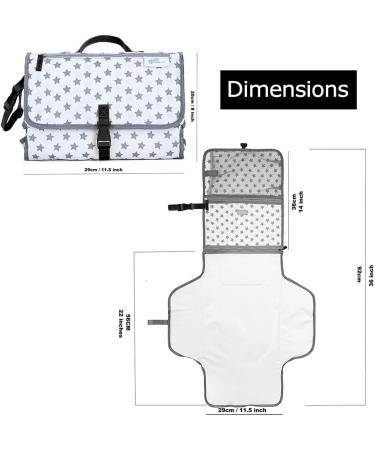 Menions Portable Nappy Changing Mat with Wipe-Pocket, Head Cushion, Waterproof Pad - Grey/Star Print | Travel Baby Change Bag for On-The-Go Parents - Buy Online on GoSupps.com