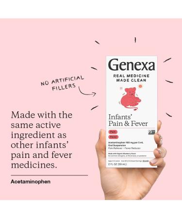 Genexa Infants Acetaminophen 160mg - Organic Blueberry Fever Relief for Babies - 2oz - Buy Online on GoSupps.com