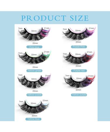 Uranian Colorful Fluffy Faux Mink Eyelashes - 14 Pairs D Curl Long Dramatic Volume Lashes for Women & Girls - Buy Online on GoSupps.com