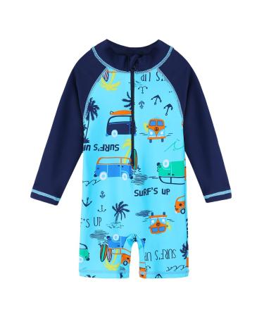 HUAANIUE Baby Boys Swimsuit Hat Short Sleeve One Piece Swimwear Zip Rash Guard Sun Protection Wetsuit Cap UPF 50+ 6M-4Y Swimming Hat Bathing Beachwear 5-6 Years 292-cars