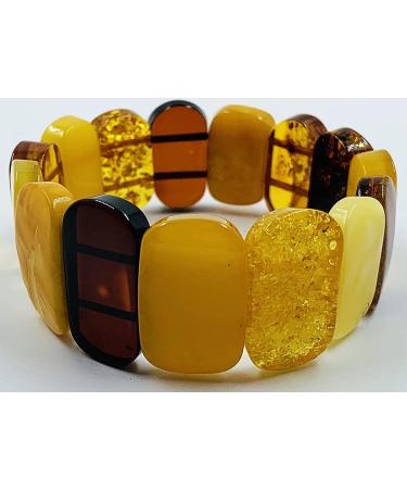 Natural Baltic Amber Stretch Bracelet - Handmade Multicolor Amber Jewelry from Certified Amber Beads - Buy Online on GoSupps.com