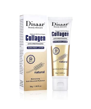DISAAR BEAUTY Pure Collagen Anti-Aging Sunscreen Lotion SPF 50+ PA+++ Natural Moisturizing UV Protection 50g / 1.69fl.oz