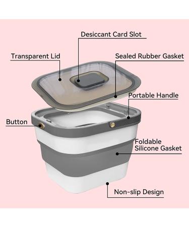 DDMOMMY Collapsible Dog Food Storage Container 10-13 LB Airtight Pet Food Bin with Lid, Measuring Cup, and Silicone Bowl Grey - Buy Online on GoSupps.com