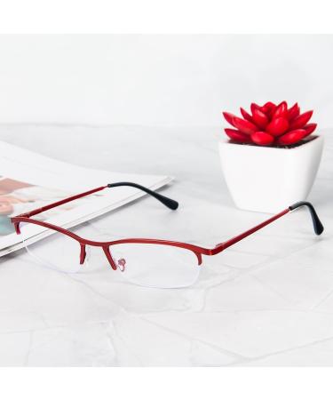 KoKoBin Metal Half Frame Reading Glasses with Blue Light Filter for Men & Women - Red 2.5 Diopters Spring Hinge - Buy Online on GoSupps.com