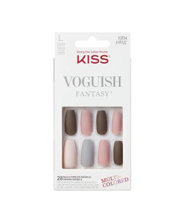 Kiss Voguish Fantasy Collection New York Long Gel-Nagel set with 24 adhesive strips gel nail adhesive manicure stick mini-file and 28 artificial nails