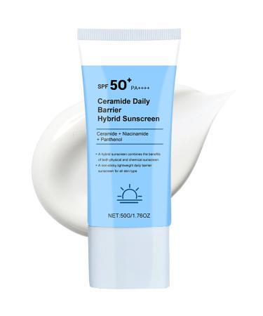 Ceramide Sunscreen SPF 50 PA++++ Sun Block Factor 50 Face Cream Sunblock SPF 50 Face Moisturiser Fresh Waterproof All Day Sun Cream Against UV Niacinamide Ceramide For Relieve Redness Sunburn