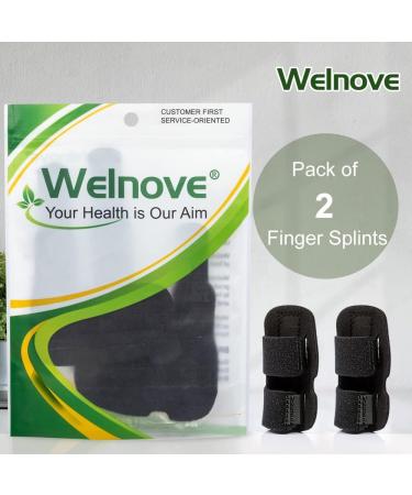 Buy Welnove Finger Splint | 2 PCS Adjustable Finger Brace for Trigger Finger Broken Fingers & Stabilization - Black Medium - Buy Online on GoSupps.com