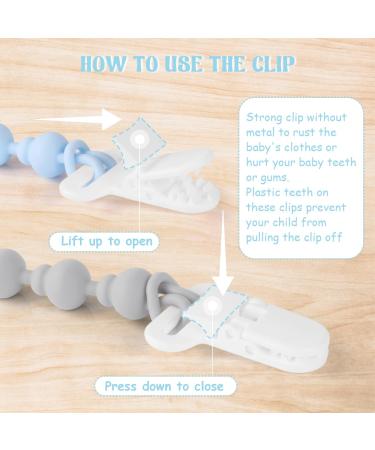 Beboan Silicone Pacifier Chain for Girls - BPA-Free Baby Pacifier Set (2 Pieces) - Lockable Bite Toy Chains - Perfect for Baby Parties (Blue and Grey) - Buy Online on GoSupps.com
