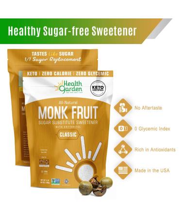 Health Garden Monk Fruit Sweetener Classic - Non GMO, Gluten Free, Sugar Substitute - Kosher, Keto Friendly (3 lbs) - Buy Online on GoSupps.com