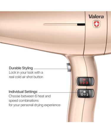 Valera 3200 Professional Ionic Hairdryer - Powerful AC Motor 6 Settings Rose Gold - Buy Online on GoSupps.com