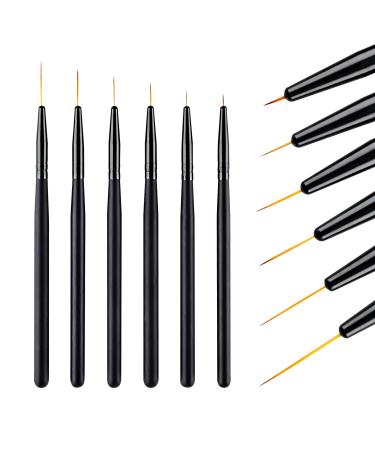 6/9/12/12/18/24mm nail nail polish thin extra long set for nailart nail art 6 pieces Lea-shall detail fine nails geln gel brush set professional nail design liner pen for acryl uv gel 6/9/12/15/18/24mm line pencils - Buy Online on GoSupps.com