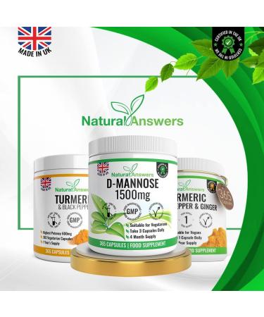 D-Mannose 1500mg | 365 Vegetarian Capsules | Precision Formula | Made in UK - Buy Online on GoSupps.com