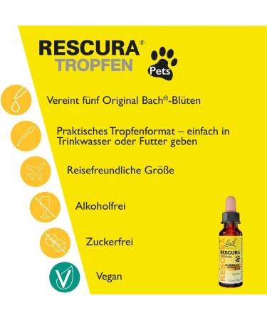 Original Bach Rescura Pets Doppelpack 2 x 10 ml | Bach Flower Remedy for Animals | Dr. Edward Bach's Formula | Natural Stress Relief for Pets - Buy Online on GoSupps.com