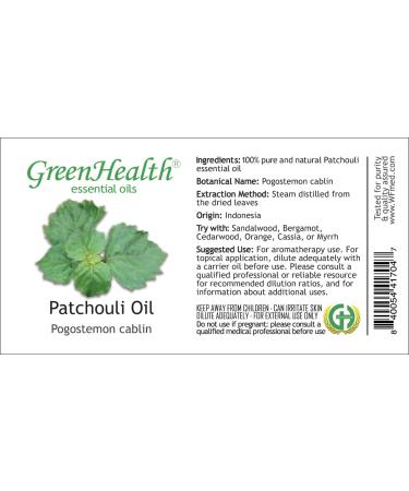 Patchouli 2 fl oz (59 ml) Glass Bottle w/Glass Dropper 100% Pure Essential Oil GreenHealth - Buy Online on GoSupps.com
