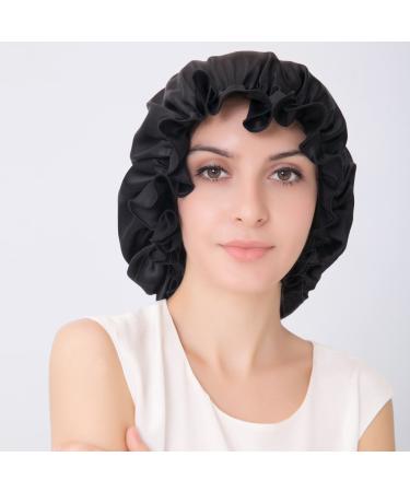 ALASKA BEAR 100% Silk Bonnet for Curly Hair Women | Night Sleep Head Cap | Elastic Black - Buy Online on GoSupps.com