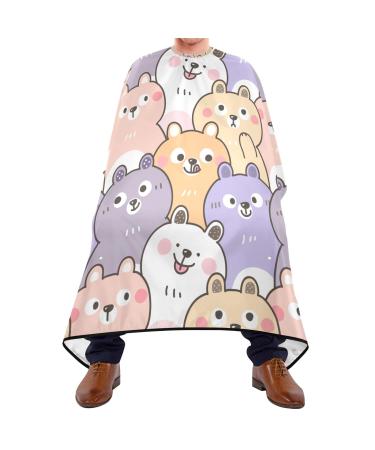 Waterproof Barber Cape -Funny Seamless Pattern Of Cute Cartoon Bear Cheetah Haircut Bib for Men Unisex Hair Cutting Cape(8rp1a)