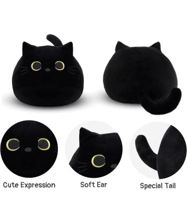 KOMUNJ Black Cat Plush 30cm - Soft Stuffed Animal Toy for Kids & Adults | Cute Cat Pillow Gift for Valentines & Birthday - Buy Online on GoSupps.com