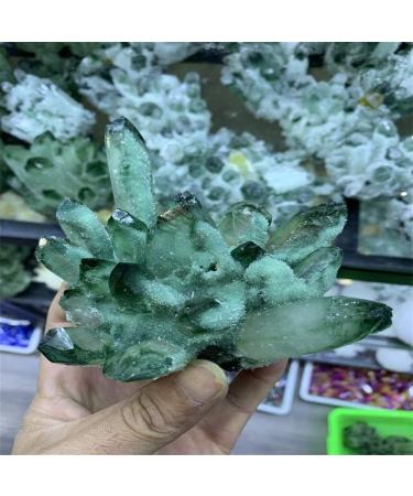 Natural Crystal Rough 300-800g Natural Green Ghost Phantom Quartz Crystal Cluster Rock Stones and Crystals Home Decor NaturalReiki Decoration (Size : 320-400g)