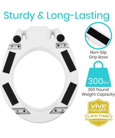Vive Raised Toilet Seat Riser with Handles - Elderly & Handicap Grab Bar for Seniors - Easy Clean, Options for Elongated & Standard Bowls - Medical Hip Replacement Surgery Aid - Buy Online on GoSupps.com