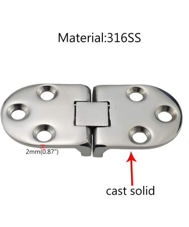 Marine Grade 316 SS Mirror Polished Door Hinges Stainless Steel Heavy Duty Pair for Boat & RVs - 66MM x 29MM - Buy Online on GoSupps.com