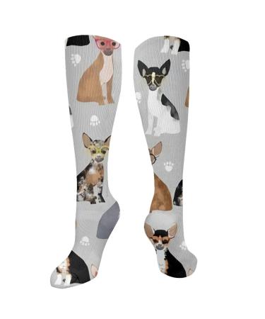 Chihuahua dog compression socks for women and men circulation 15-20 mmHg is the best support for sporty running and cycling