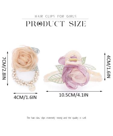 Brinie Floral Hair Claw & Pearl Hair Ties Set | Flower Hair Clip & Ponytail Holder Accessories for Women/Girls (2 Pack) - Buy Online on GoSupps.com