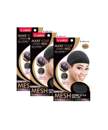 (3 Pack) Qfitt Mesh Dome Style Wig Cap Extra Large #5021 X-Large (Pack of 3)