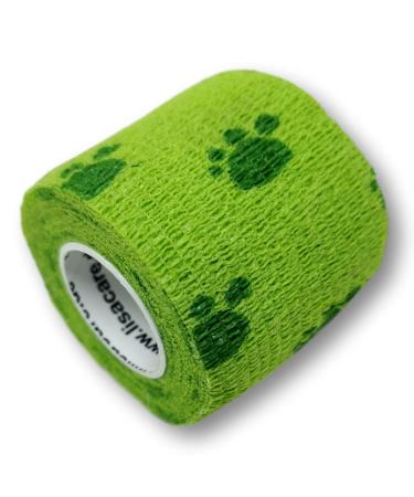 Lisacare Self -adhering bandage - 2 rolls 5cm wide - adhesive tape for pets & horses - cohesive elastic - huge color & motif selection (powers of green) pound light green 2 -Set