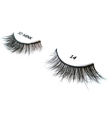 MIZ LASH 3D Mink Eyelashes - Reusable Dramatic Fluffy Natural Strip Lashes #14 | Handmade Faux Eyelash Extensions | International Shipping Available - Buy Online on GoSupps.com
