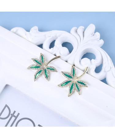 Shop Vintage Emerald Pot Leaf Earrings | Green Marijuana Leaf Dangle Jewelry for Women - Buy Online on GoSupps.com