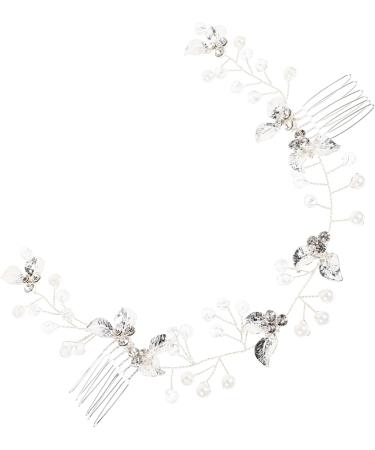 Beaupretty Hair Comb Accessory bride hair clips rhinestones alloy flower head pearl twist flower bridal hair bride hair clip leaf rhinestone hair hair Wedding Headpiece - Buy Online on GoSupps.com