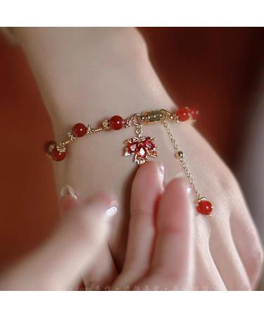 Vsilay Lianxue Elegant Crystal Pearl Bracelets - Fashionable Maple Blade Charm Jewelry for Women & Girls - International Shipping Available - Buy Online on GoSupps.com