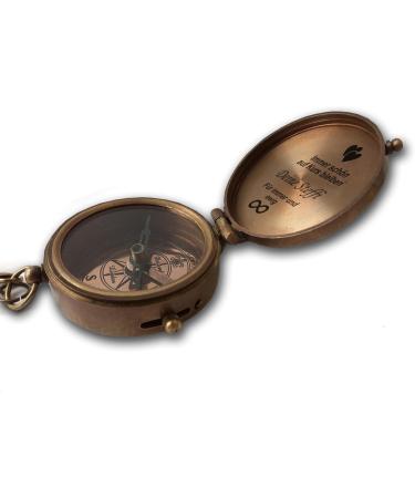 Personalized Brass Compass - Engraved Vintage Optics | Unique Gift with Leather Bag & Wooden Box - Buy Online on GoSupps.com