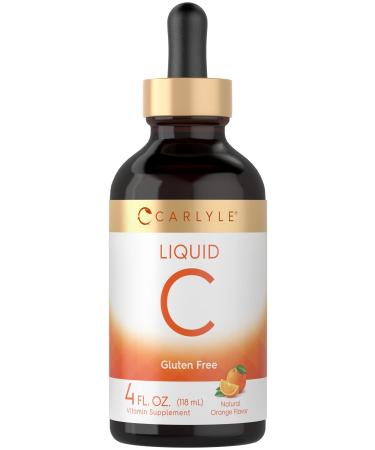 Carlyle Vitamin C Liquid | 4 fl. oz | Orange Flavor | Vegan Non-GMO Gluten Free Supplement