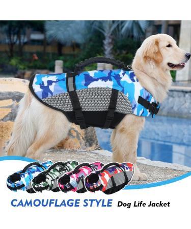 Sheripet Dog Life Vest - Lightweight Camouflage Life Jacket for Small Dogs - Blue - High Buoyancy and Enhanced Handle - Buy Online on GoSupps.com