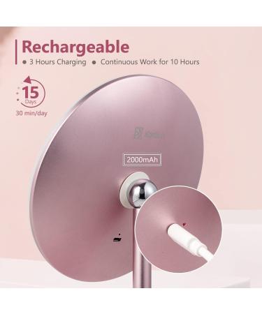 Kostlich Lighted Makeup Mirror with 3 Light Settings - Rechargeable Vanity Mirror, 10x Magnification, Touch Sensor, Rose Gold Finish - Buy Online on GoSupps.com